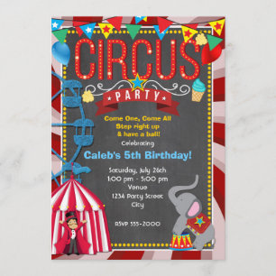 Chalkboard Fun Carnival Birthday Party Invitation Kaart