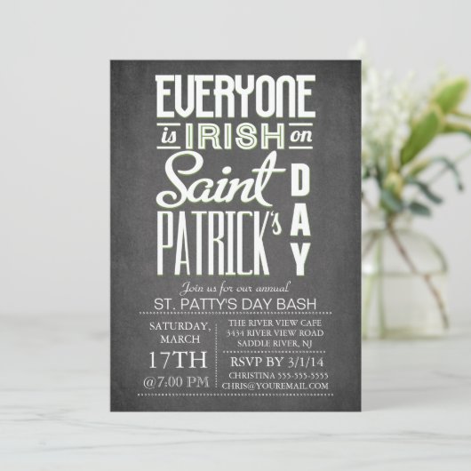 Chalkboard Fun Typography St. Patrick's Day Party Kaart (Staand voorkant)
