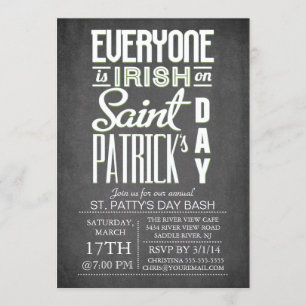 Chalkboard Fun Typography St. Patrick's Day Party Kaart