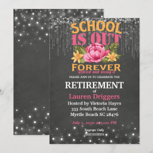 Chalkboard Funny Teacher Floral Retirement Kaart
