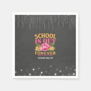 Chalkboard Funny Teacher Floral Retirement Servet