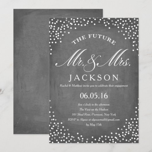 Chalkboard Future | Engagement Party Kaart (Voorkant / Achterkant)