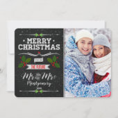 Chalkboard Future Mr. en Mrs. Kerstmis 2 Foto Feestdagenkaart (Voorkant)