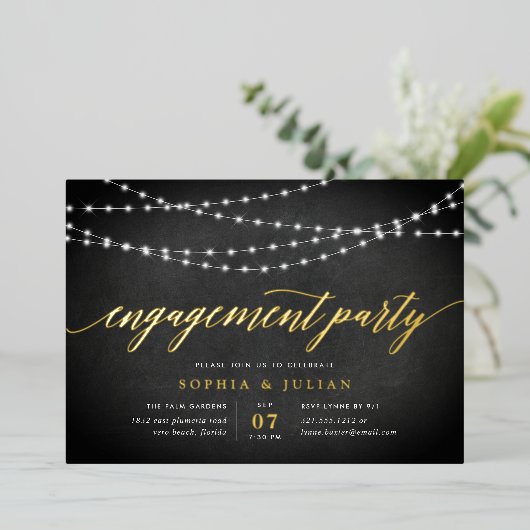 Chalkboard Garland Engagement Party Folie Uitnodiging (Staand Voorkant)