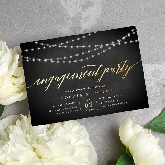Chalkboard Garland Engagement Party Folie Uitnodiging