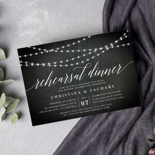 Chalkboard Garland Rehearsal Dinner Invitation Kaart