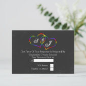 Chalkboard Gay Pride Rainbow Hearts Bruiloft RSVP (Staand voorkant)