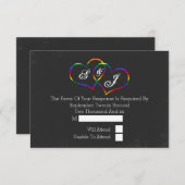 Chalkboard Gay Pride Rainbow Hearts Bruiloft RSVP (Voorkant / Achterkant)