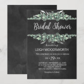 Chalkboard gebladerte bruids douche uitnodiging (Voorkant / Achterkant)