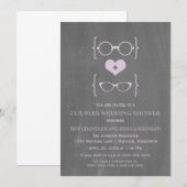 Chalkboard Geeky Glasses Couples Shower Invite Kaart (Voorkant / Achterkant)