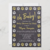 Chalkboard Geel Grijs Baby shower per post Kaart (Voorkant)
