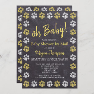 Chalkboard Geel Grijs Baby shower per post Kaart