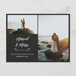 Chalkboard, gehuwd en verrukt   Kerstfoto Briefkaart