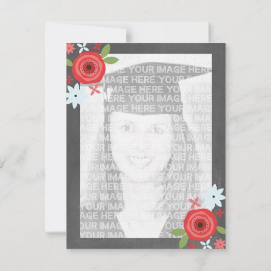Chalkboard geïnspireerd Floral Photo Afstuderen Kaart (Achterkant)