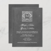 Chalkboard Geïnspireerd Monogram Weddenschap Kaart (Voorkant / Achterkant)
