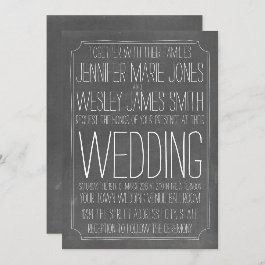 Chalkboard geïnspireerd op groot afdrukhuwelijk kaart (Voorkant / Achterkant)