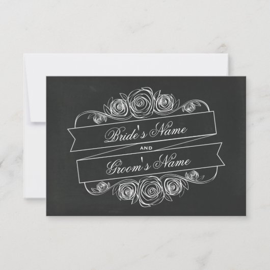 Chalkboard Geïnspireerd Roos Banner Wedding RSVP (Voorkant)