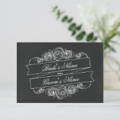 Chalkboard Geïnspireerd Roos Banner Wedding RSVP (Staand voorkant)