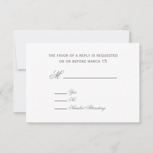 Chalkboard Geïnspireerd Roos Banner Wedding RSVP (Achterkant)