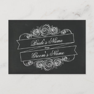 Chalkboard Geïnspireerd Roos Banner Wedding RSVP Kaartje