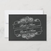 Chalkboard Geïnspireerd Roos Banner Wedding RSVP Kaartje (Voorkant)