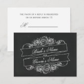Chalkboard Geïnspireerd Roos Banner Wedding RSVP Kaartje (Voorkant / Achterkant)
