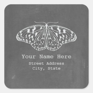 Chalkboard geïnspireerd vlinder adres Sticker