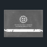 Chalkboard geïnspireerd weddenschap RSVP<br><div class="desc">Een  geïnspireerd monogram bruiloft rsvp met een krijgsraad geïnspireerd op de achtergrond aan de voorzijde.   Zoek passende trouwuitnodigingen bij Jill's Paperie.</div>
