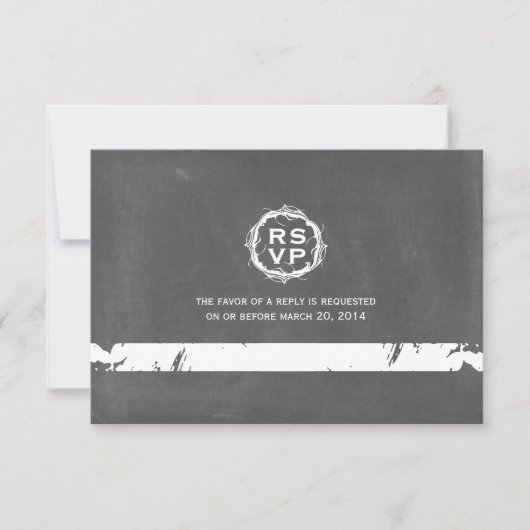 Chalkboard geïnspireerd weddenschap RSVP (Voorkant)