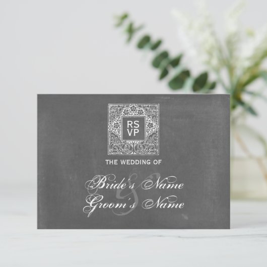 Chalkboard Geïnspireerd weddenschap RSVP (Staand voorkant)