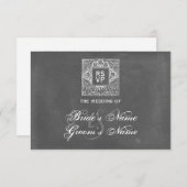 Chalkboard Geïnspireerd weddenschap RSVP (Voorkant / Achterkant)