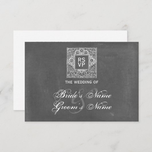 Chalkboard Geïnspireerd weddenschap RSVP (Voorkant / Achterkant)
