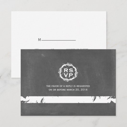 Chalkboard geïnspireerd weddenschap RSVP Kaartje (Voorkant / Achterkant)