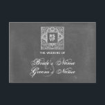 Chalkboard Geïnspireerd weddenschap RSVP Kaartje<br><div class="desc">Een trouwrsvp met een krijgsraad geïnspireerd design.  Personaliseer met de namen van de bruid en van de bruidegom op voorzijde en met de datum op rug.</div>