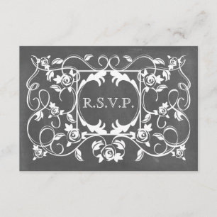 Chalkboard geïnspireerde Rozen bruiloft RSVP Kaartje