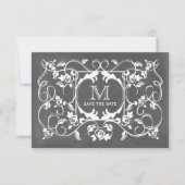Chalkboard geïnspireerde Rozen Monogram opslaan Da Save The Date (Voorkant)