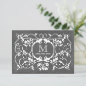 Chalkboard geïnspireerde Rozen Monogram opslaan Da Save The Date (Staand voorkant)