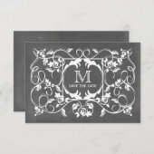 Chalkboard geïnspireerde Rozen Monogram opslaan Da Save The Date (Voorkant / Achterkant)