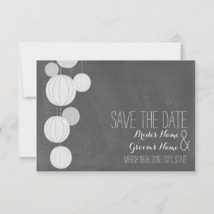 Chalkboard geïnspireerde witte patronen bespaart d save the date
