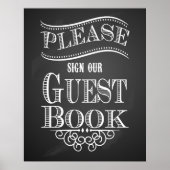 Chalkboard "Gelieve ons gastboek te ondertekenen", Poster (Voorkant)