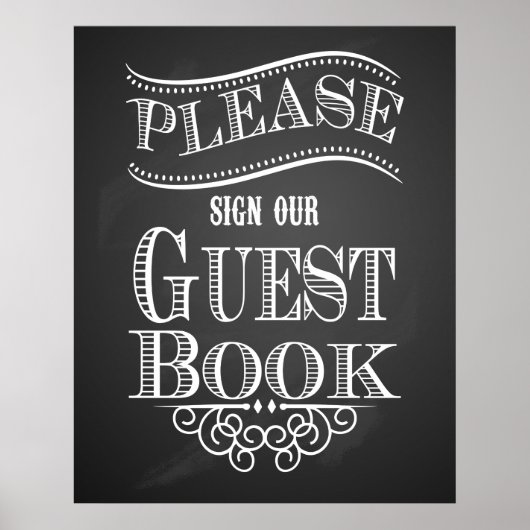 Chalkboard "Gelieve ons gastboek te ondertekenen", Poster (Voorkant)
