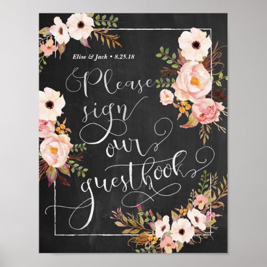 Chalkboard Gelieve ons Guestbook-Poster te onderte Poster (Voorkant)