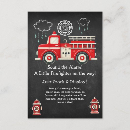 Chalkboard Geluid het alarm! Baby shower van een b Informatiekaartje (Voorkant)