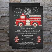 Chalkboard Geluid het alarm! Baby shower van een b Kaart