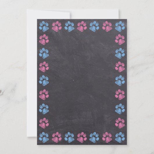 Chalkboard Gender onthult Paw Prins Blauw Roze Kaart (Achterkant)
