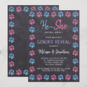 Chalkboard Gender onthult Paw Prins Blauw Roze Kaart (Voorkant / Achterkant)