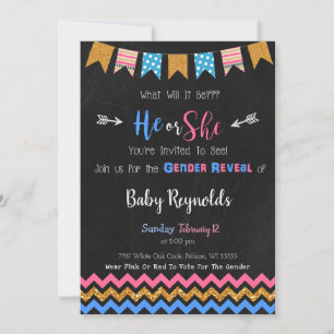 Chalkboard Gender Reopenbaart Uitnodiging