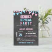 Chalkboard GENDER REVEAL PARTY Baby shower Kaart (Staand voorkant)