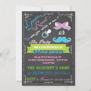 Chalkboard Gender Reveal Party Uitnodigingen