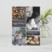 Chalkboard Gepersonaliseerd meerdere kerstfoto's Feestdagenkaart (Staand voorkant)